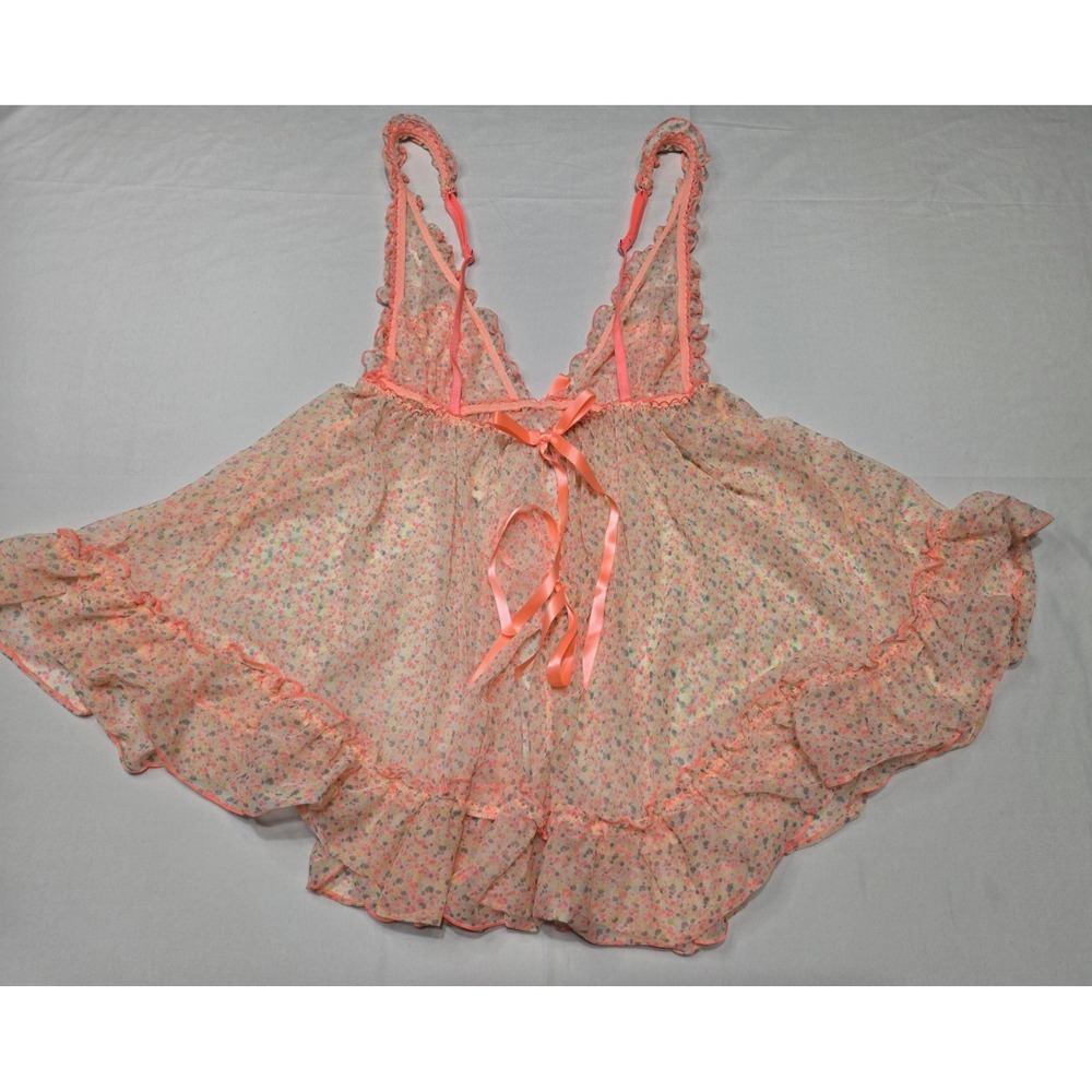 NWT Victoria's Secret Ditsy Floral Sheer Bright Lingerie Set Sz Small Adj Straps - Picture 5 of 10